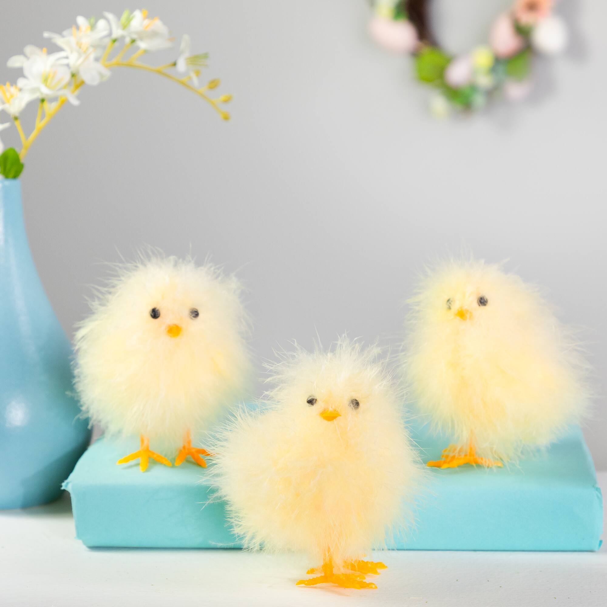 3.25" Fuzzy Easter Baby Chicks Decoration Set